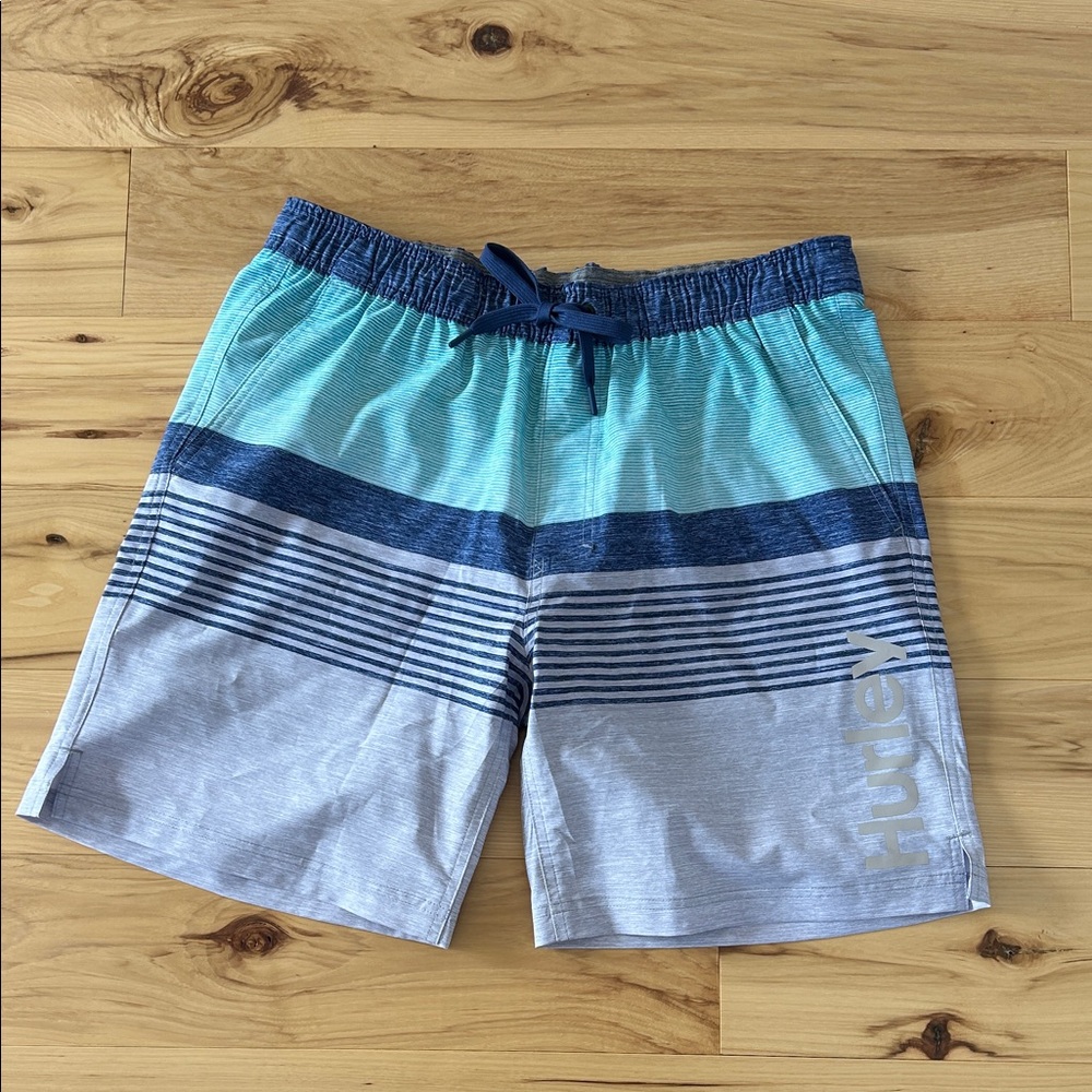 Hurley Swim Trucks Board Shorts Blue Stripped Size XL